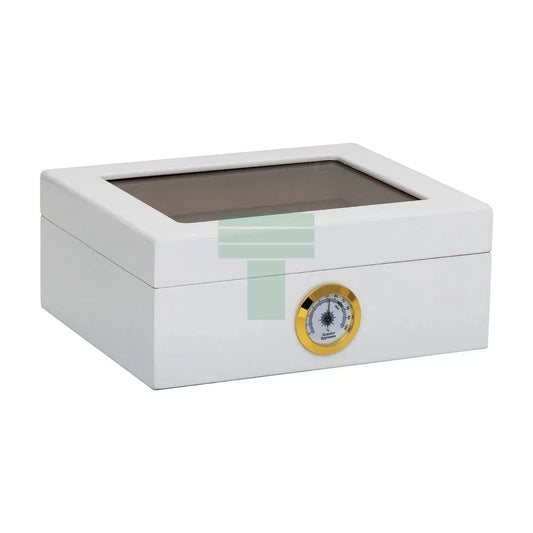25-Count Humidor Capri Glasstop White-Hum-25Hyg-Wh