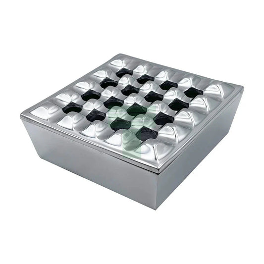 7 Square Grid Ashtray Polished Aluminum
