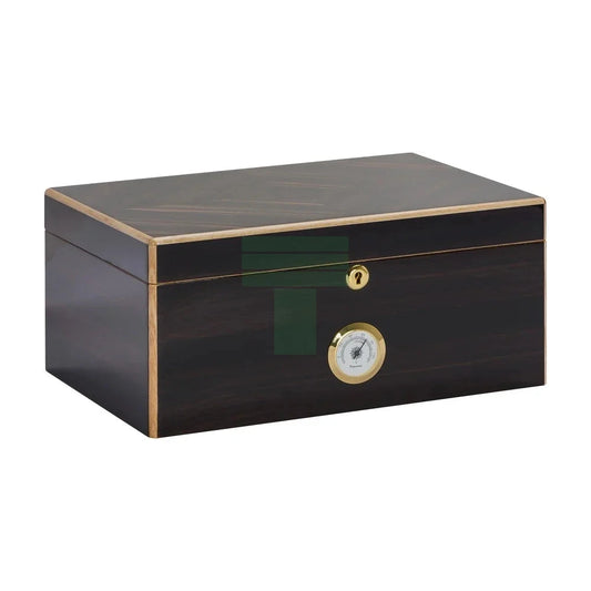 Basel45-75 Cg Count. Desktop Humidor, Ebony Veneer, Inlay