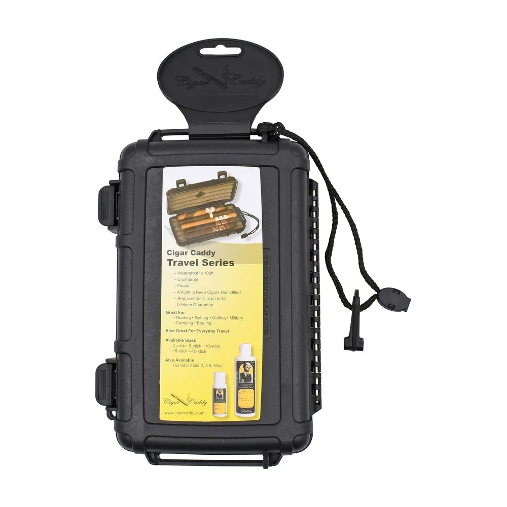 Cigar Caddy 5ct. Black Waterproof Travel Humidor - Extra Wide