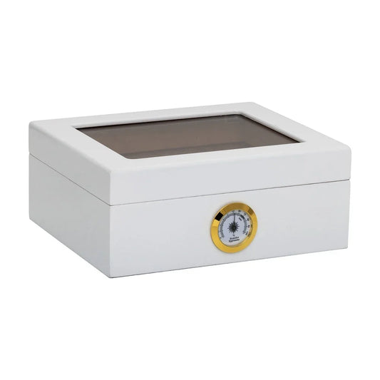 25-Count Humidor Capri Glasstop White-Hum-25Hyg-Wh