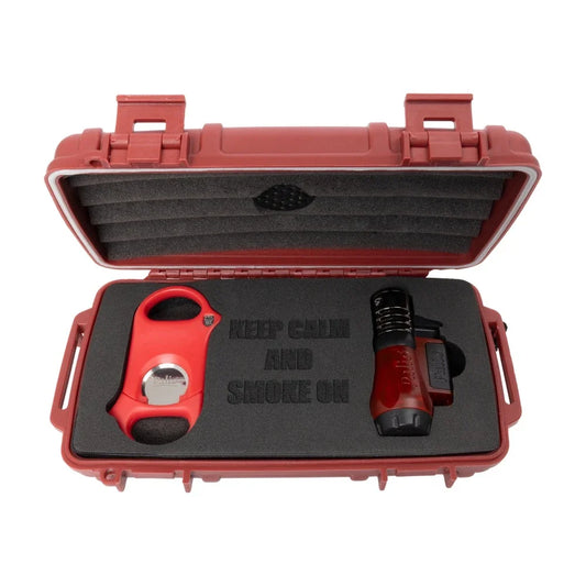 5-Count Cigar Caddy Gift Set with Palio Vesuvio, Red
