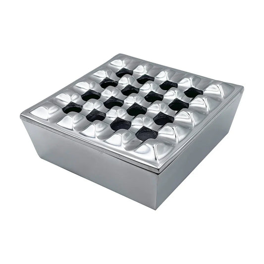 7 Square Grid Ashtray Polished Aluminum