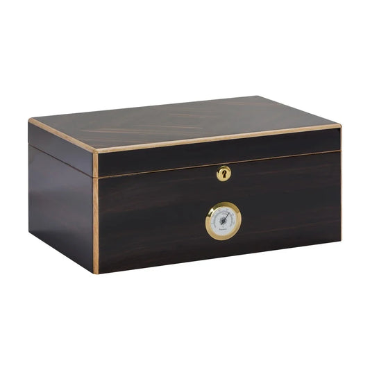 Basel45-75 Cg Count. Desktop Humidor, Ebony Veneer, Inlay