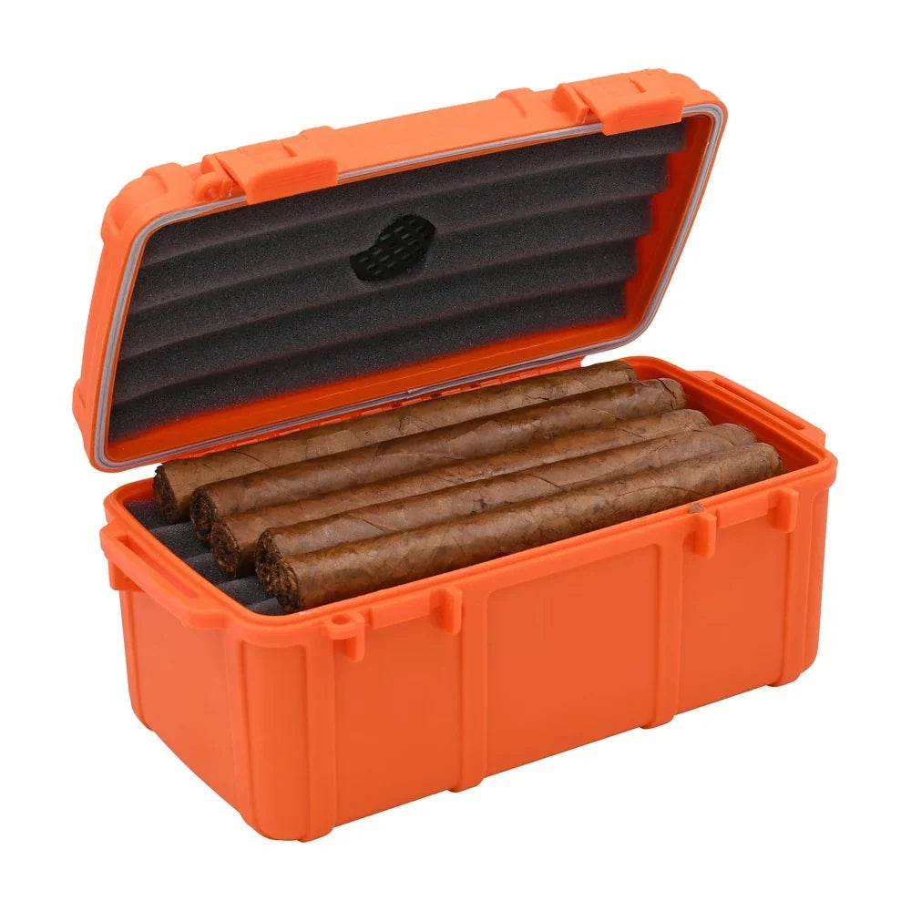Cigar Caddy 15 Count Orange Waterproof Travel Humidor