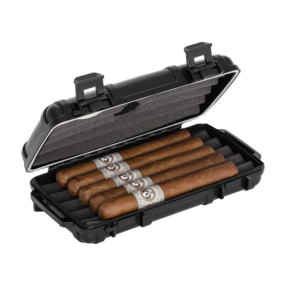 Cigar Caddy 5 Count Black Waterproof Travel Humidor