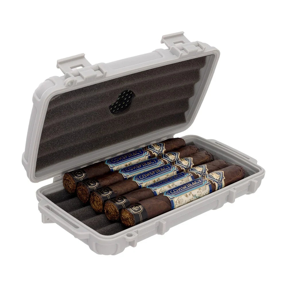 Cigar Caddy 5 Count Light Gray Waterproof Travel Humidor