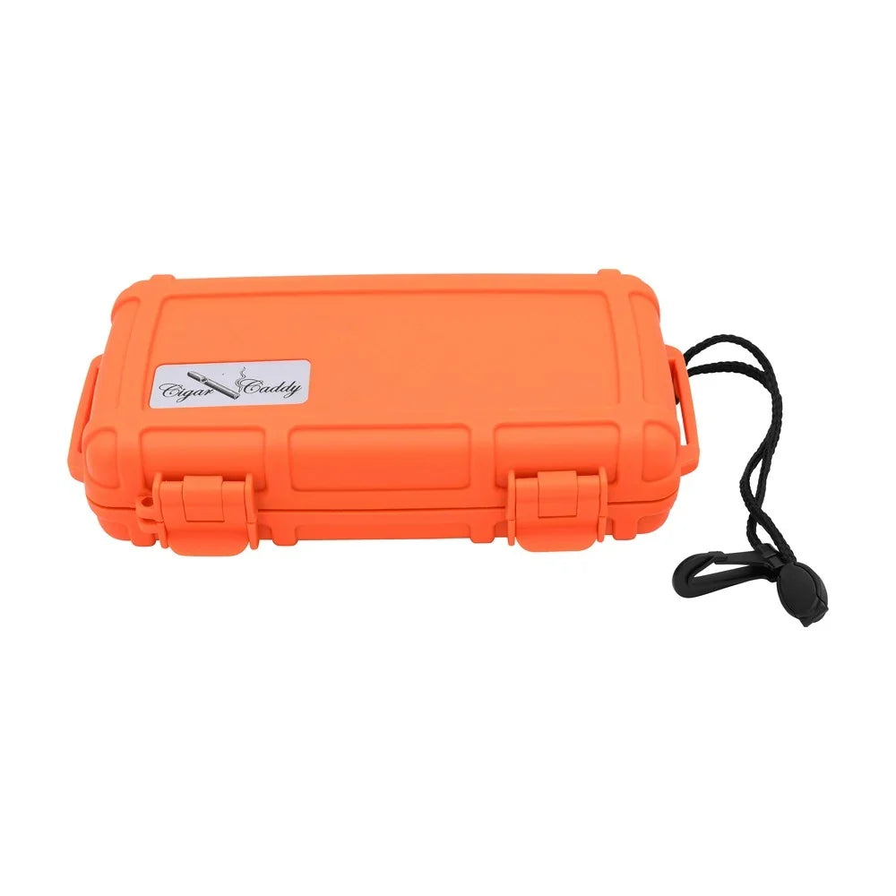 Cigar Caddy 5 Count Orange Waterproof Travel Humidor