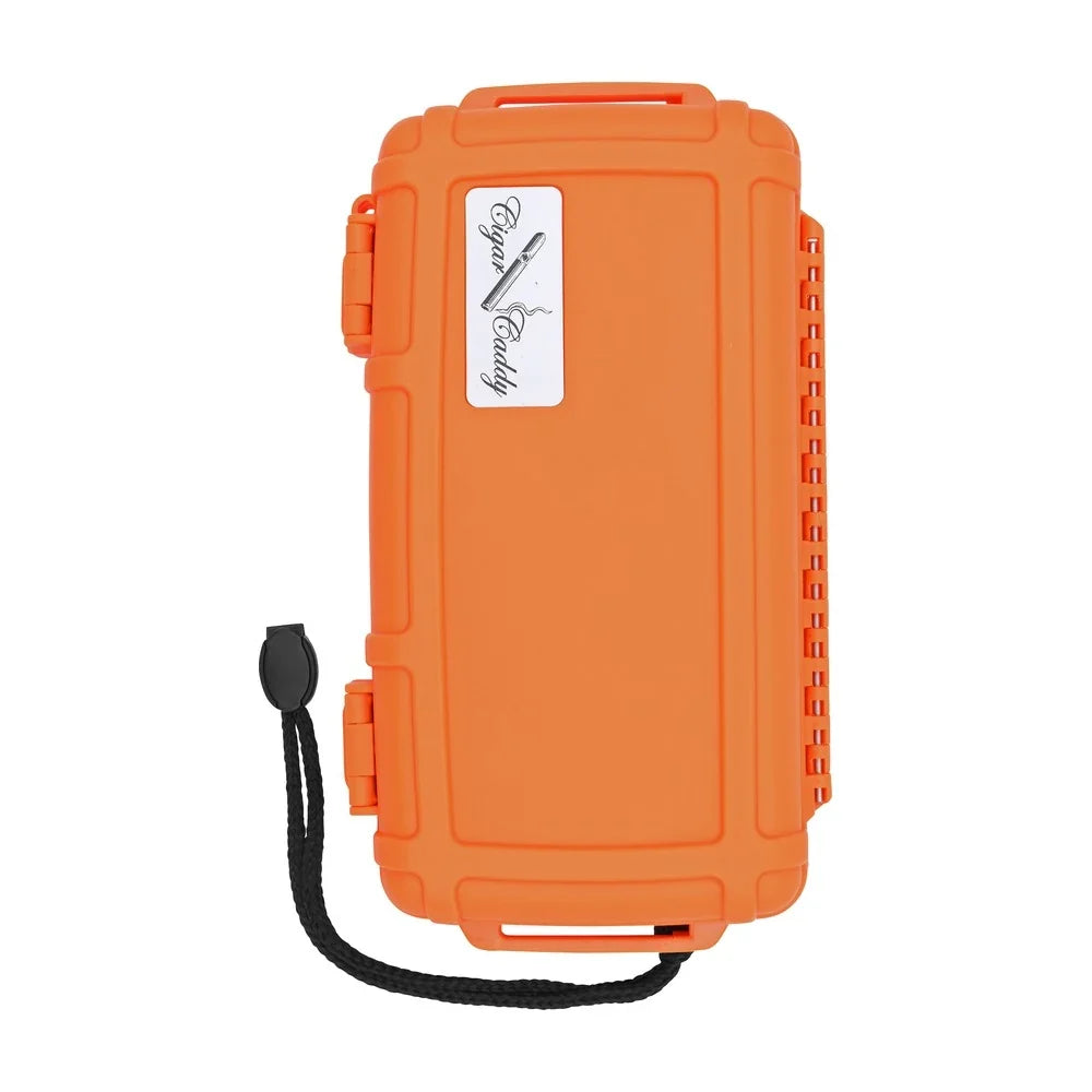 Cigar Caddy 5 Count Orange Waterproof Travel Humidor