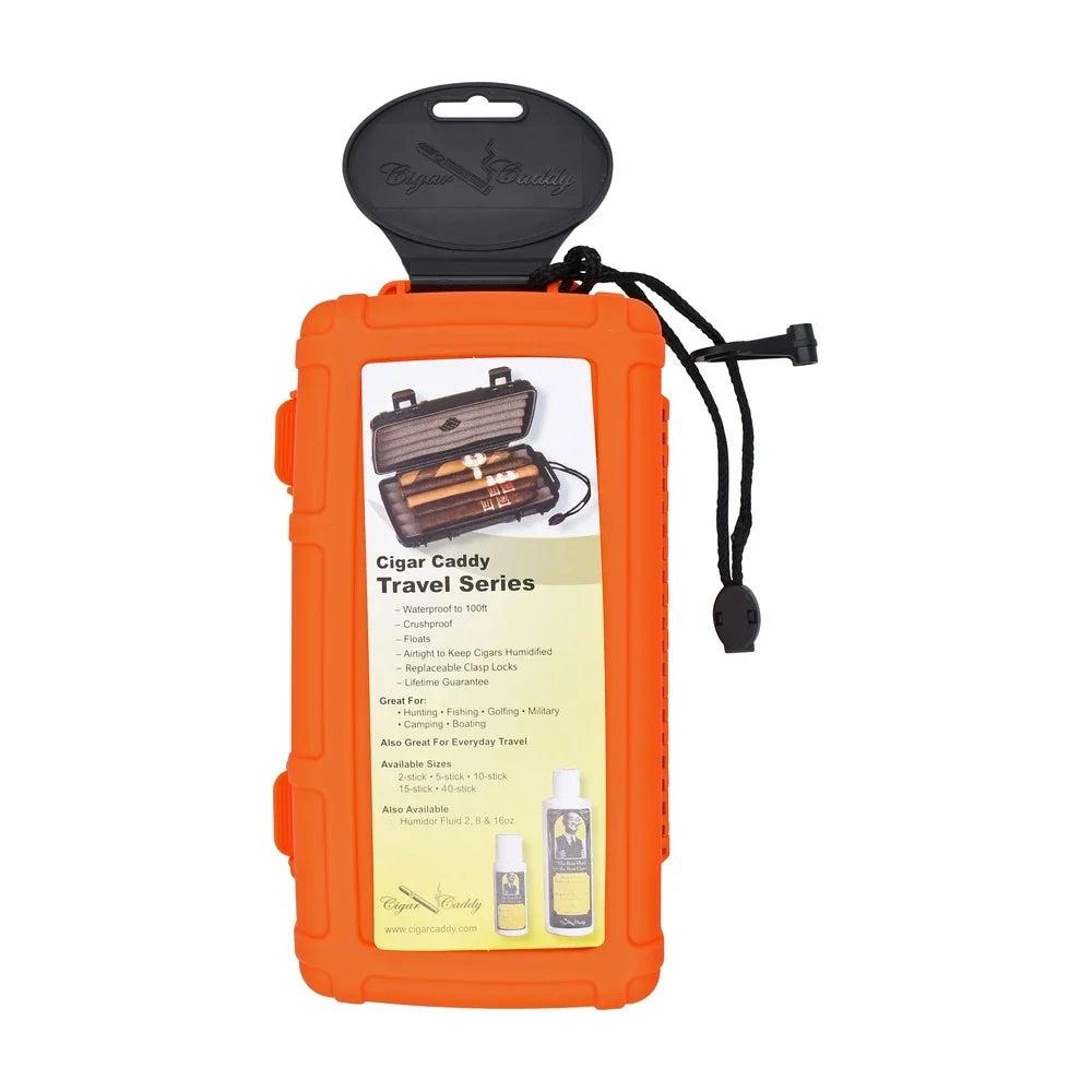 Cigar Caddy 5 Count Orange Waterproof Travel Humidor