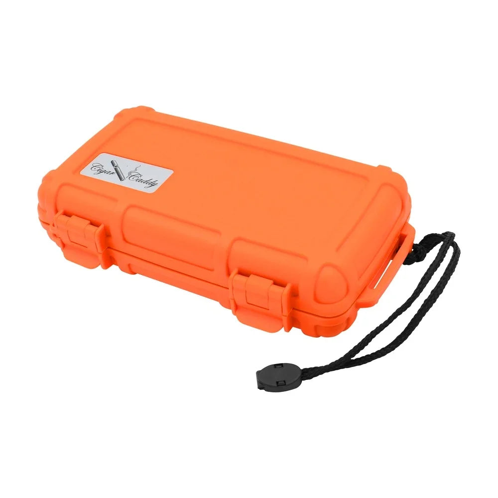 Cigar Caddy 5 Count Orange Waterproof Travel Humidor