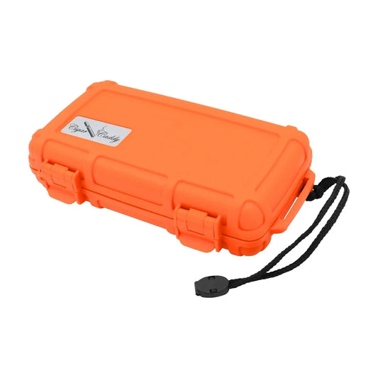 Cigar Caddy 5 Count Orange Waterproof Travel Humidor