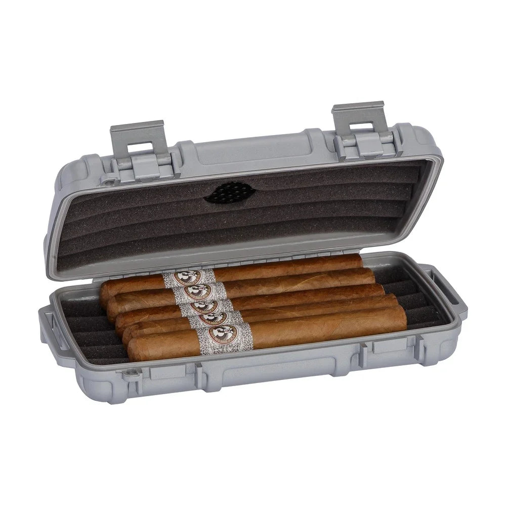 Cigar Caddy 5 Count Silver Waterproof Travel Humidor