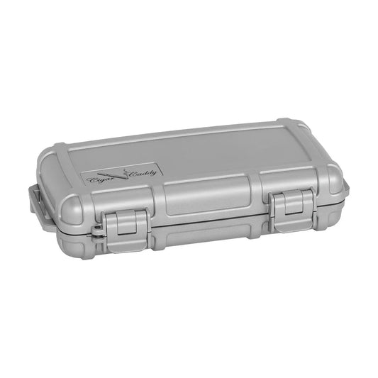 Cigar Caddy 5 Count Silver Waterproof Travel Humidor