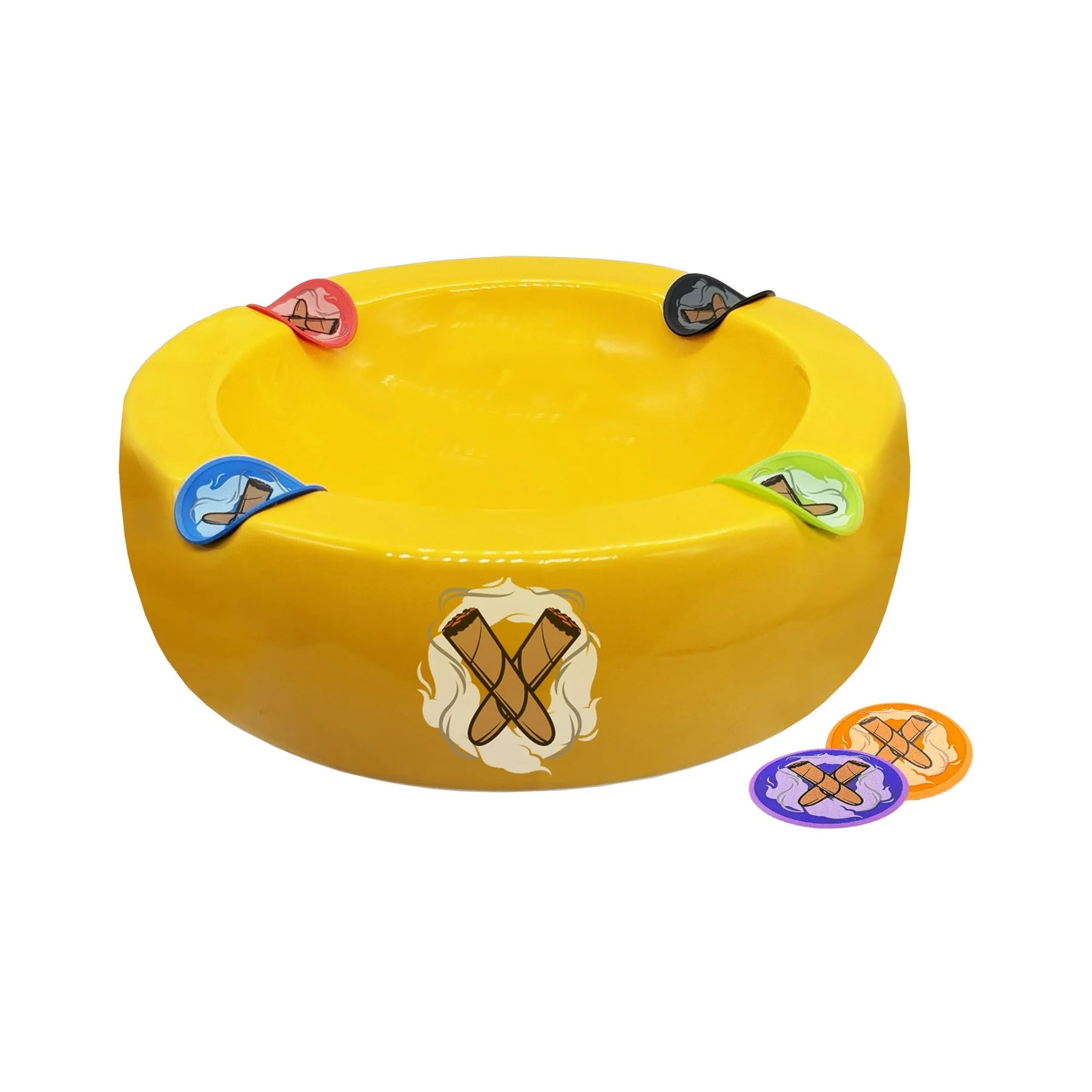 Cigar Pxrn Ashtray Condoms on Yellow Ashtray