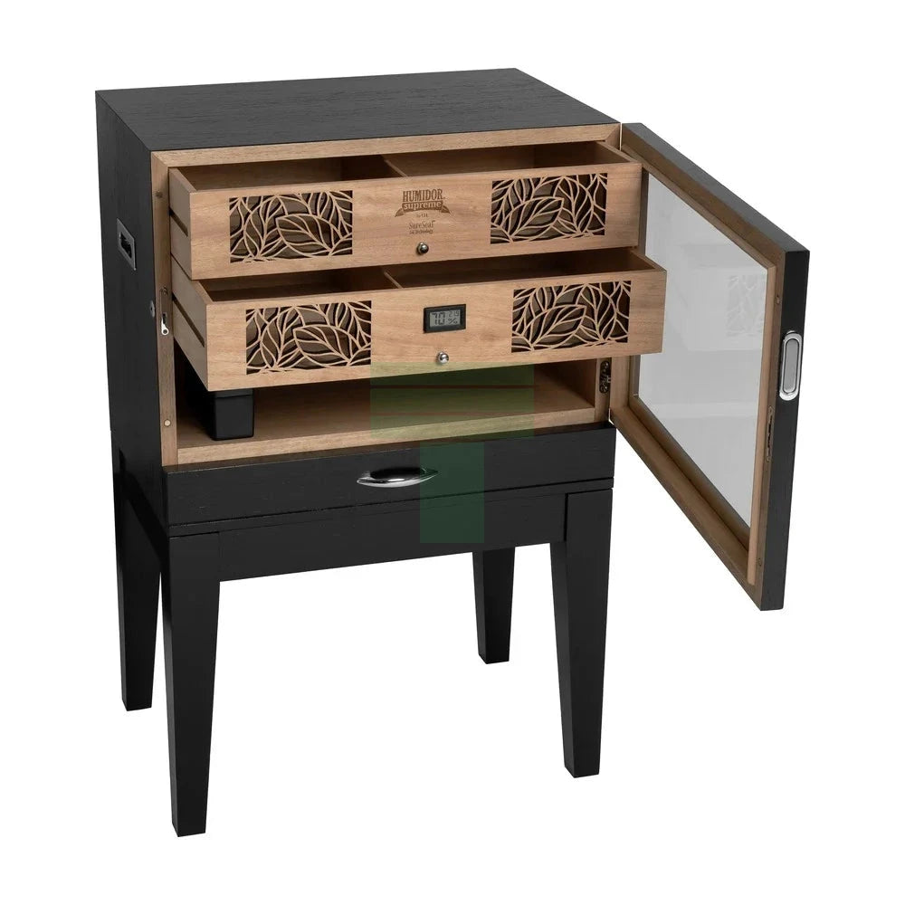 Humidor Supreme Balthazar Ii End Table 540-1024 Count Capacity, Black Oak