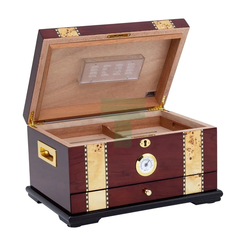 Supreme Solana 100 Count Rose Wood Humidor with Inlay Top