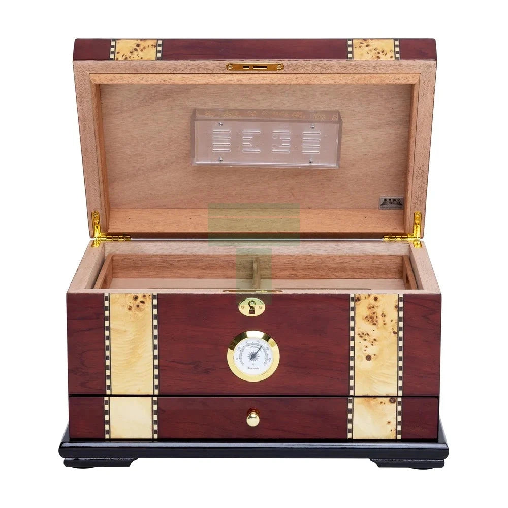 Supreme Solana 100 Count Rose Wood Humidor with Inlay Top