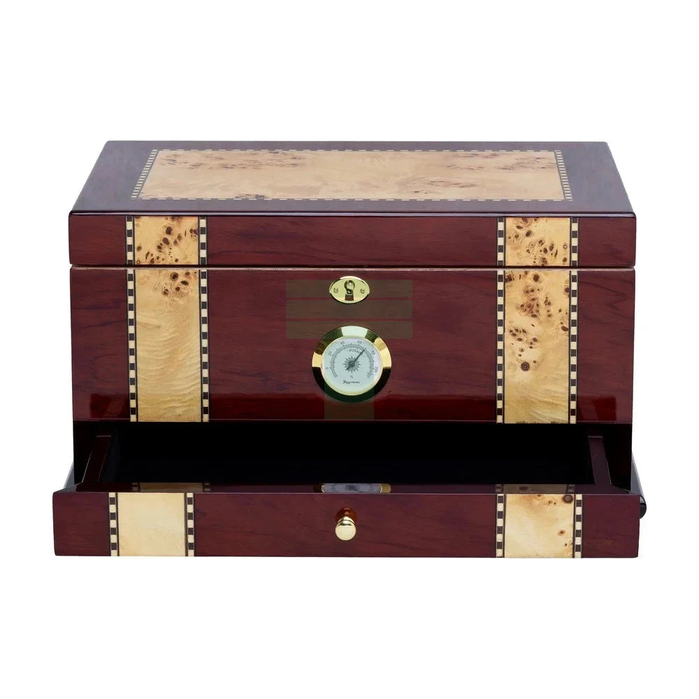 Supreme Solana 100 Count Rose Wood Humidor with Inlay Top