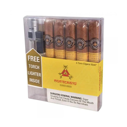 Montecristo Classic Toro 5-Pack Plus Lighter in Closed Pack