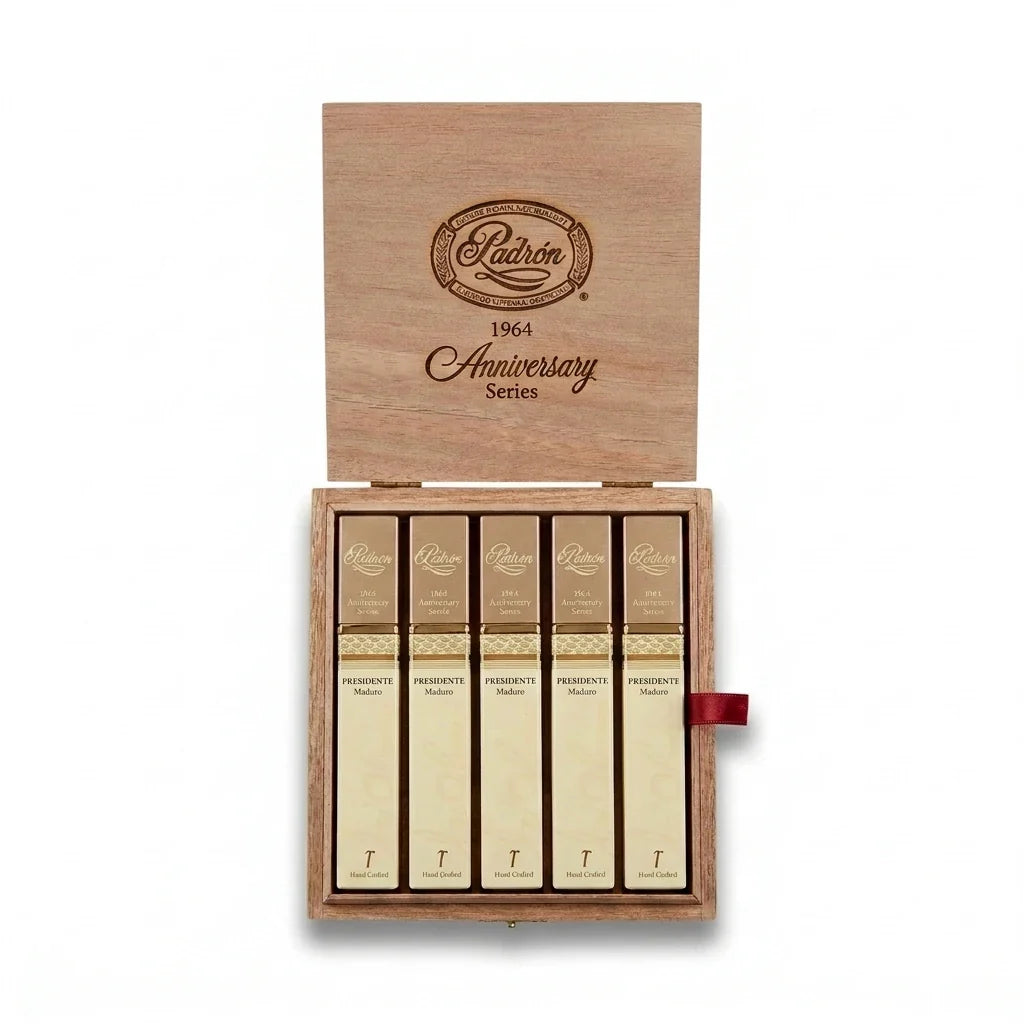 Padron 1964 Anniversary Presidente Tubo Maduro open box of 15