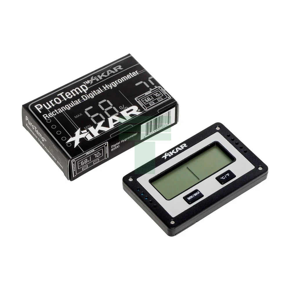 Rectangular Digital Hygrometer, Black & Silver