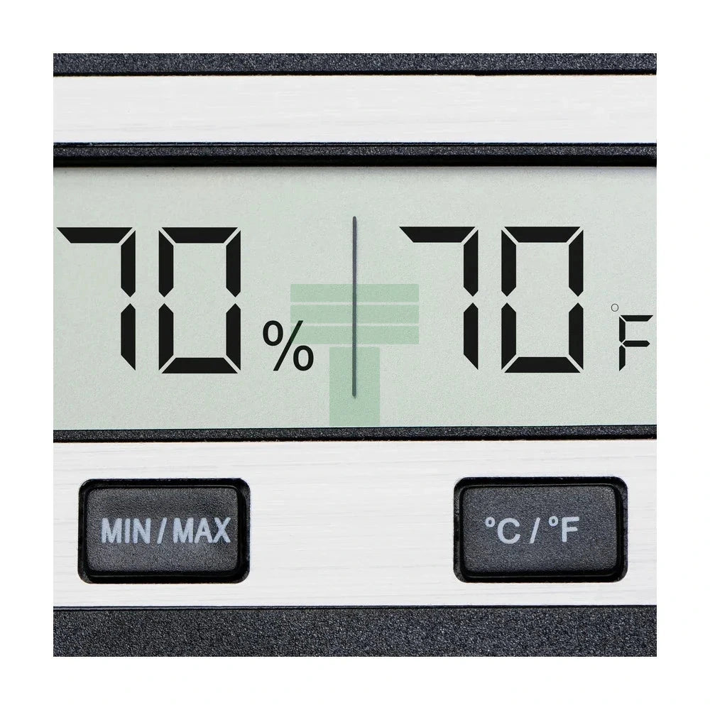 Rectangular Digital Hygrometer, Black & Silver