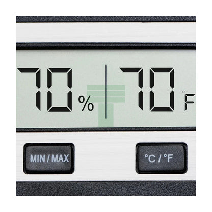 Rectangular Digital Hygrometer, Black & Silver