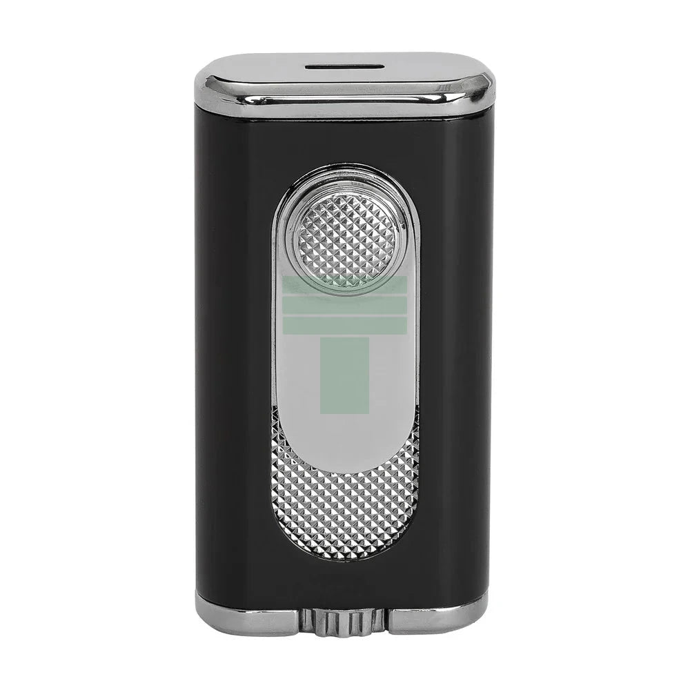 Verano Flat Flame Lighter, Wind Resistant, Black