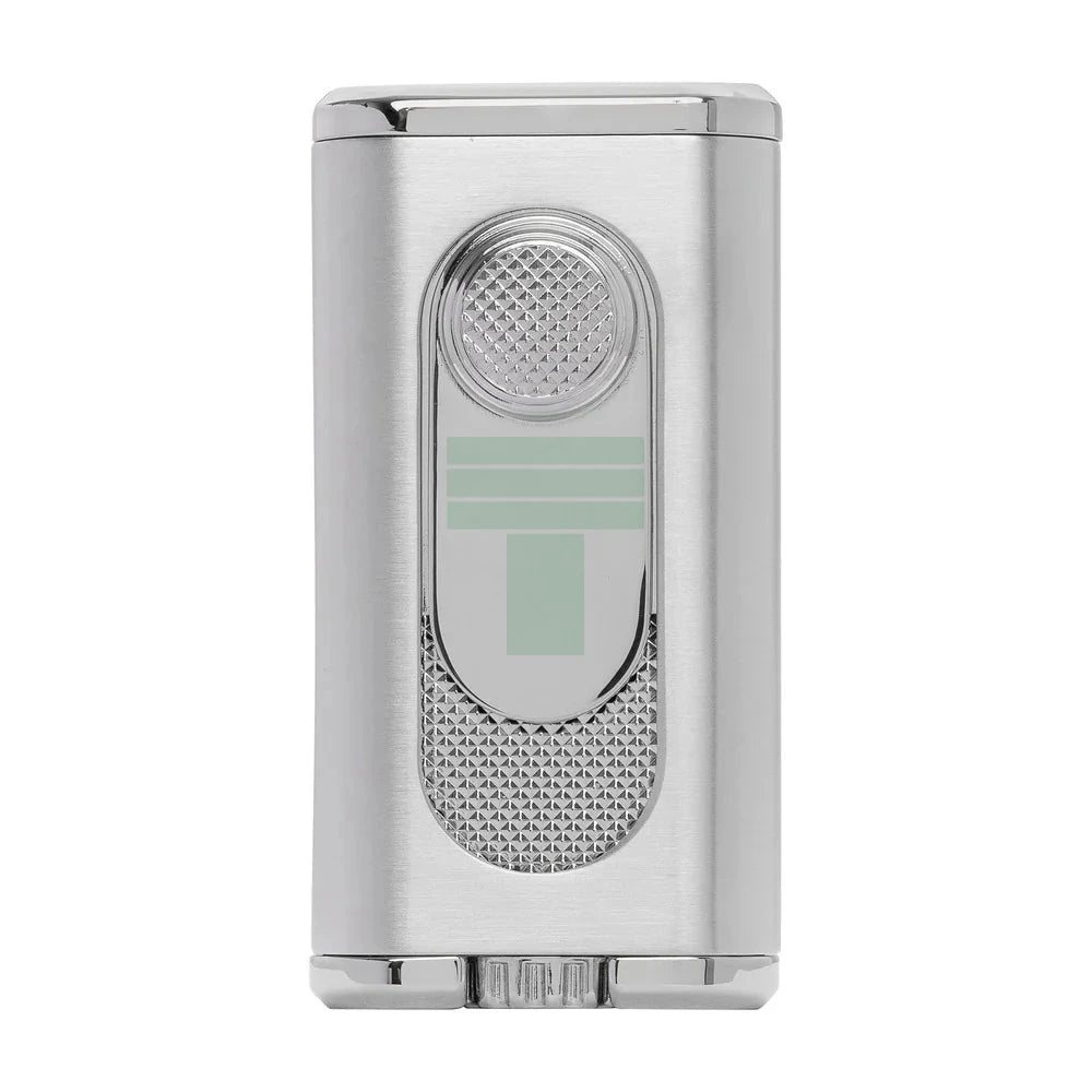 Verano Flat Flame Lighter, Wind Resistant, Silver