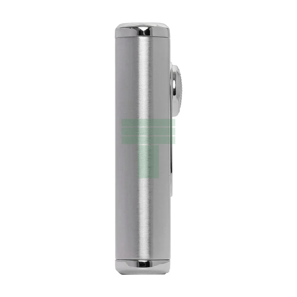 Verano Flat Flame Lighter, Wind Resistant, Silver