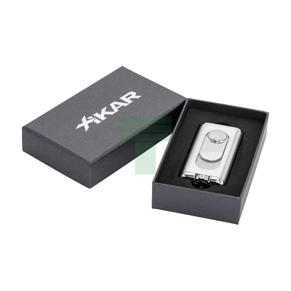 Verano Flat Flame Lighter, Wind Resistant, Silver