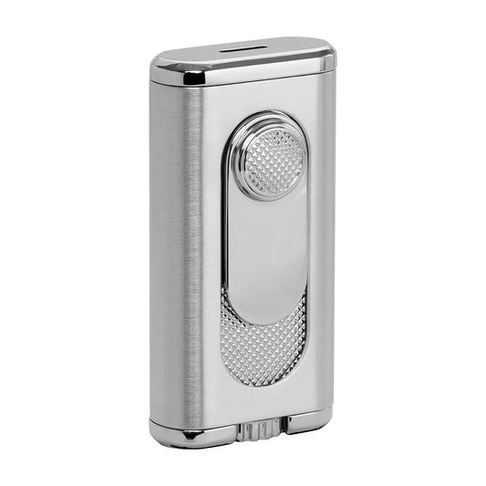 Verano Flat Flame Lighter, Wind Resistant, Silver