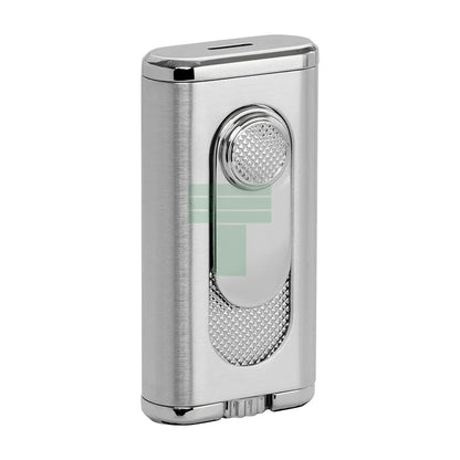 Verano Flat Flame Lighter, Wind Resistant, Silver
