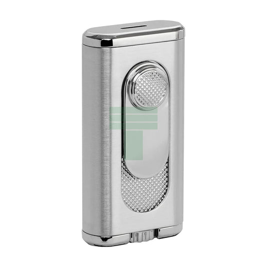Verano Flat Flame Lighter, Wind Resistant, Silver