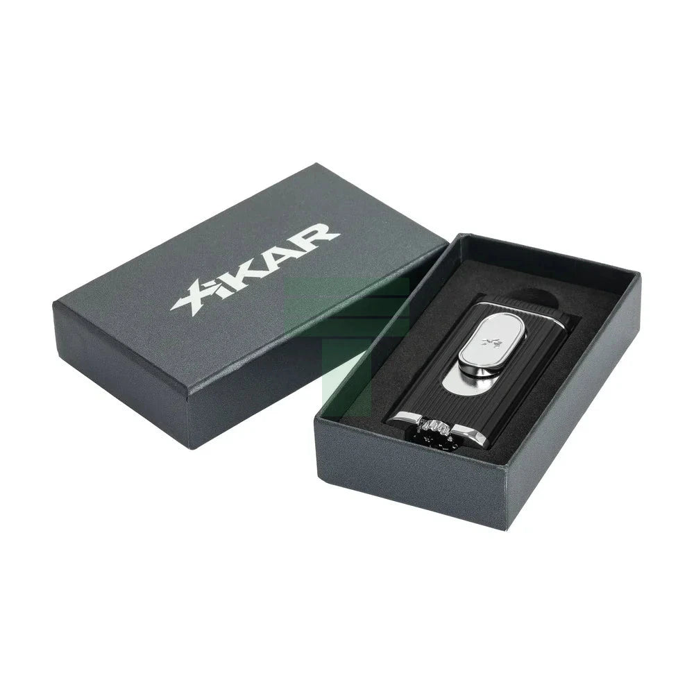Xikar Hedron Lighter, Xkhd-1000 Hybrid Jet/Soft Flame Black & Chrome